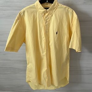 Mens RALPH LAUREN Blake Short Sleeve Button Down Shirt Size Large in Yellow